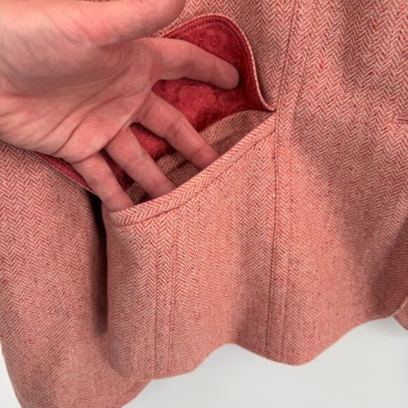 Ann Taylor‎ Coquette Blazer Jacket Womens 14 Pink Wool Silk Blend Pockets Lined - Picture 4 of 10